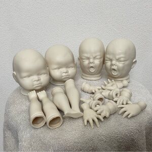 Grace A Putnam Unmarked Bisque Fired Doll Heads, Hands, Arms, Legs Ceramic